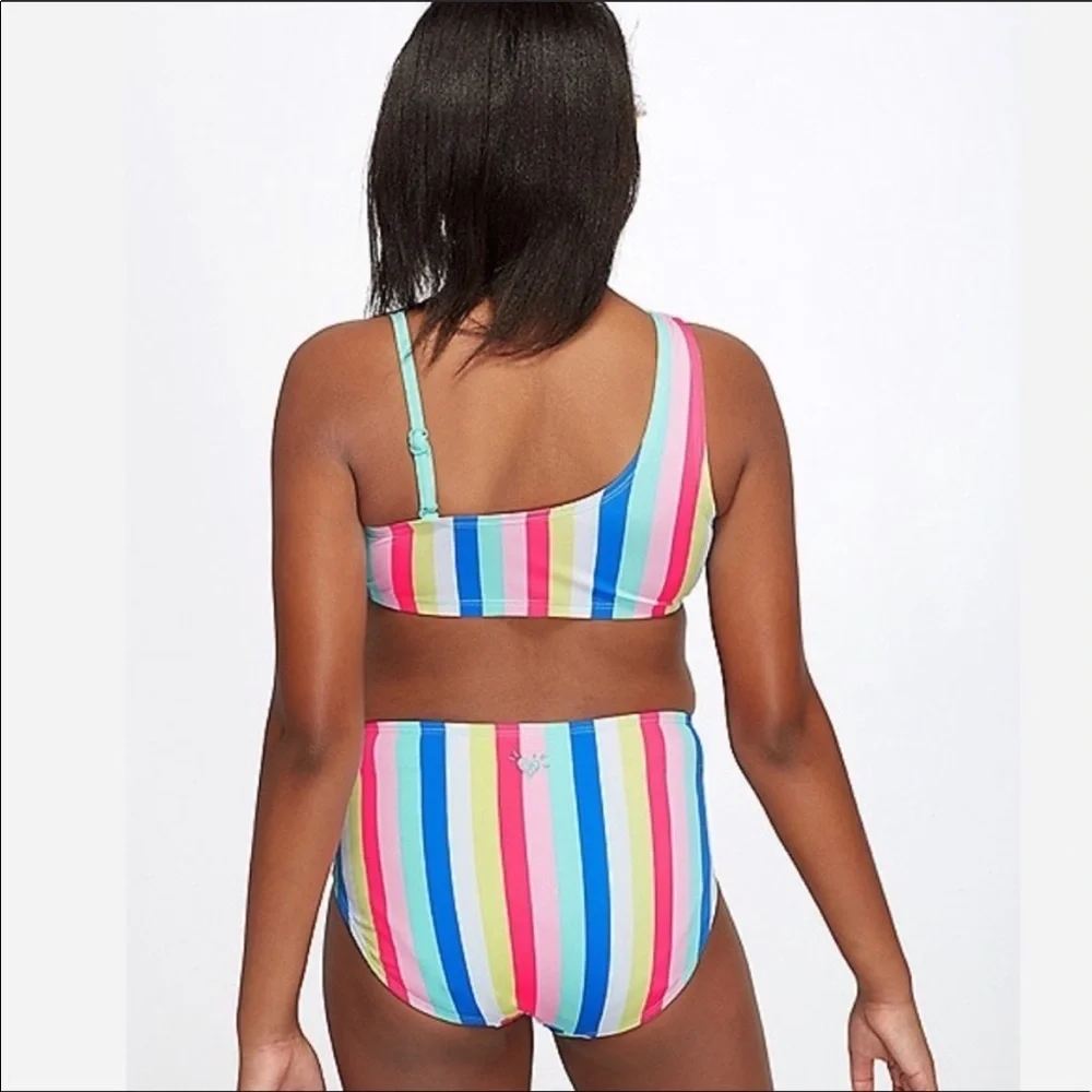 NWT candy stripe bikini justice girls- size 6 two piece